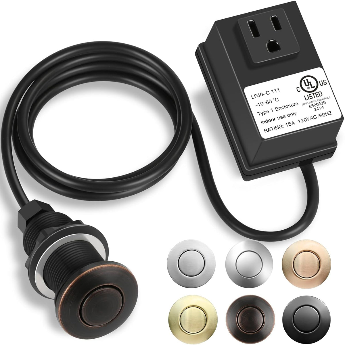 Garbage Disposal Air Switch Kit, UL Certified Professional Garbage Disposal Switch Button Power