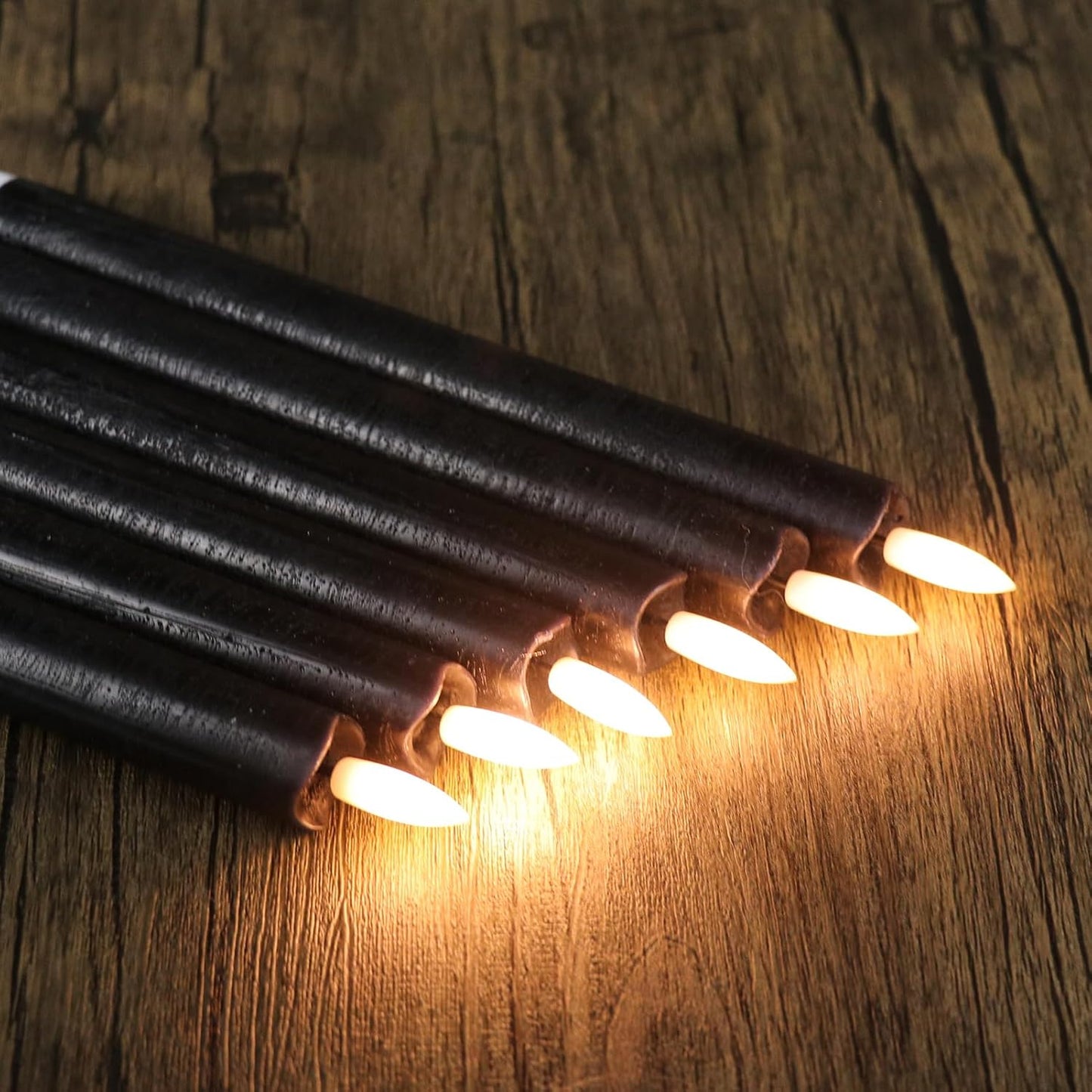 GenSwin Flameless Black Taper Candles Flickering with 10-Key Remote, Battery Operated Led Warm 3D