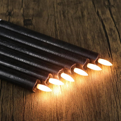 GenSwin Flameless Black Taper Candles Flickering with 10-Key Remote, Battery Operated Led Warm 3D