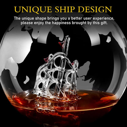 Whiskey Decanter for Men, Whiskey Globe Decanter for Liquor, Bourbon, Vodka, Cocktails, Scotch