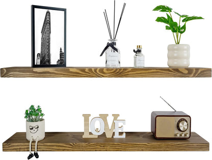 BGMG Floating Shelves for 48 inch Long Set of 2,Wide Rustic Wooden Wall Shelves for Bathroom Living