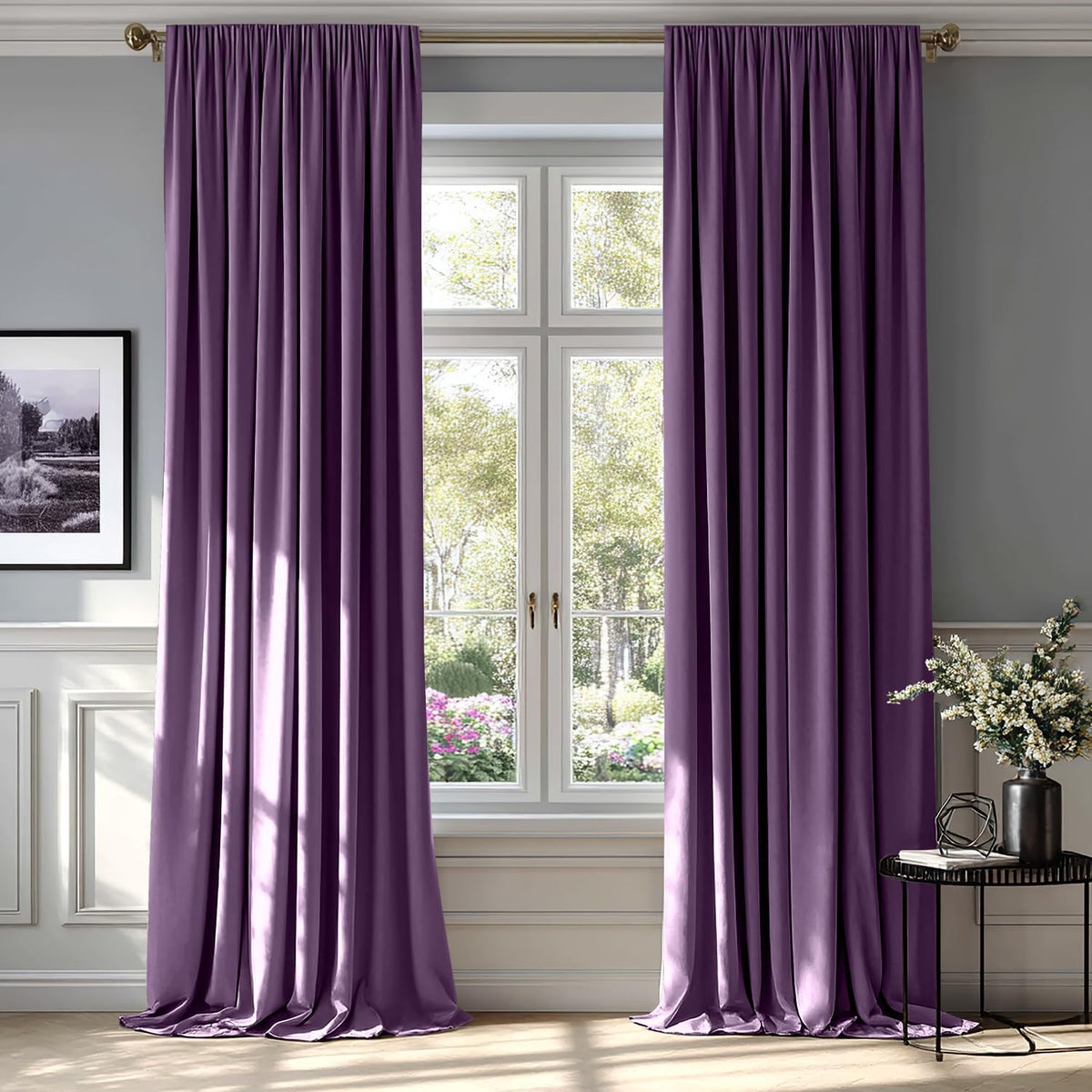 MIULEE Purple Velvet Curtains Thermal Insulated Blackout Curtain Drapes for Bedroom Living Room