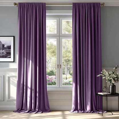MIULEE Purple Velvet Curtains Thermal Insulated Blackout Curtain Drapes for Bedroom Living Room