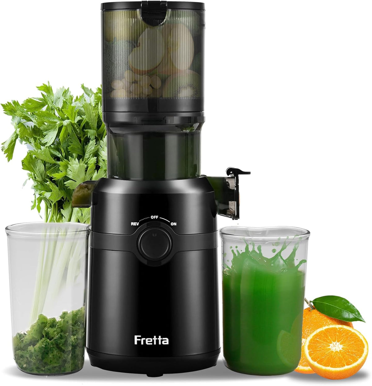 Cold Press Juicer Machines Slow Masticating Juicer Machines with 1.1 L Large Feed Chute Fit Whole