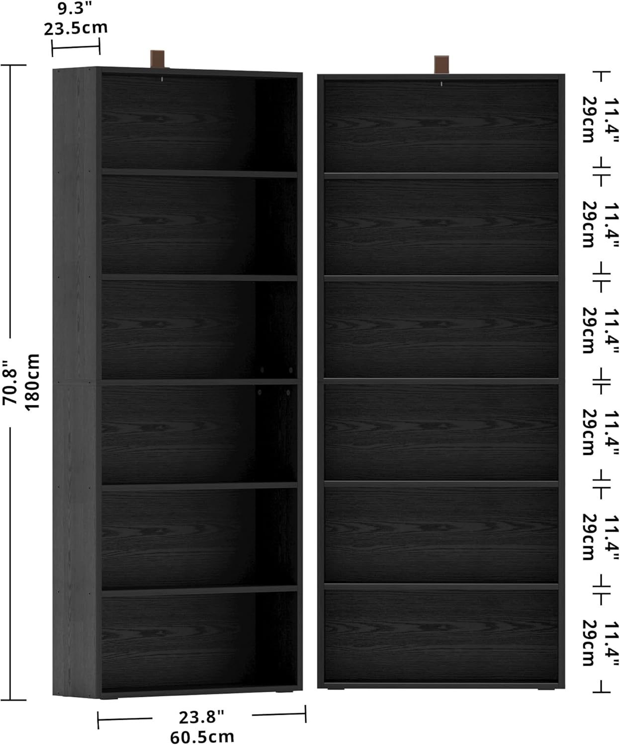 IRONCK Bookshelves and Bookcases Set of 2 Floor Standing 6 Tiers Display Storage Shelves 70 in Tall