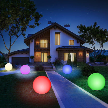 infray 12-Inch LED Ball Light, Solar Rechargeable Globe Light Color Changing Solar Globe Lamp IP67