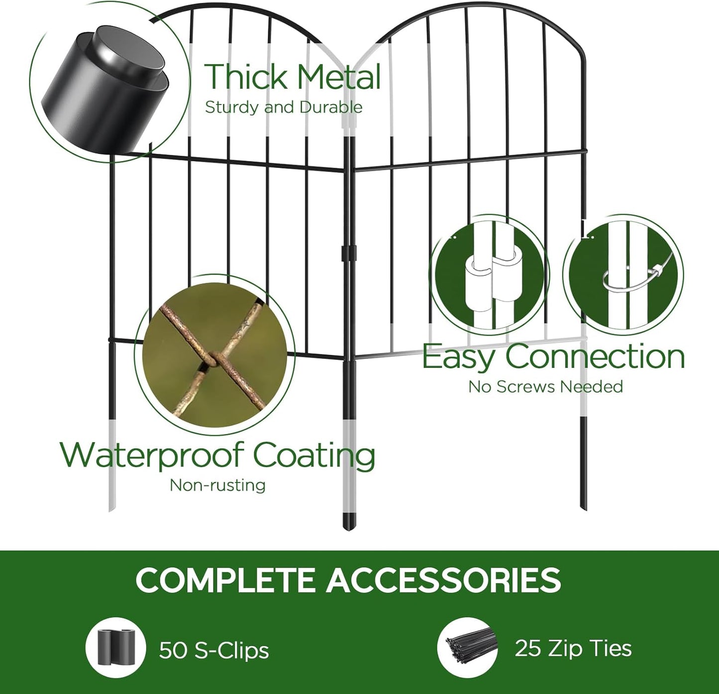 Goovilla Garden Fence, Total 27ft(L) x 24in(H) Garden Fencing Animal Barrier, 25 Pcs Rustproof