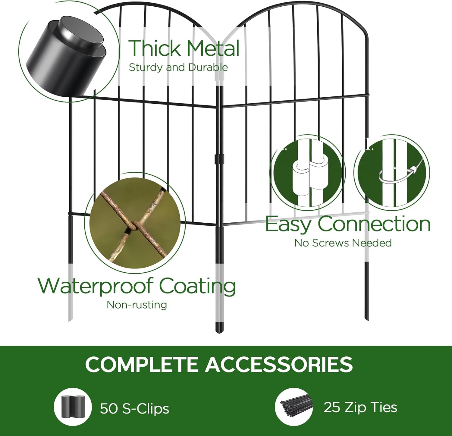 Goovilla Garden Fence, Total 27ft(L) x 24in(H) Garden Fencing Animal Barrier, 25 Pcs Rustproof