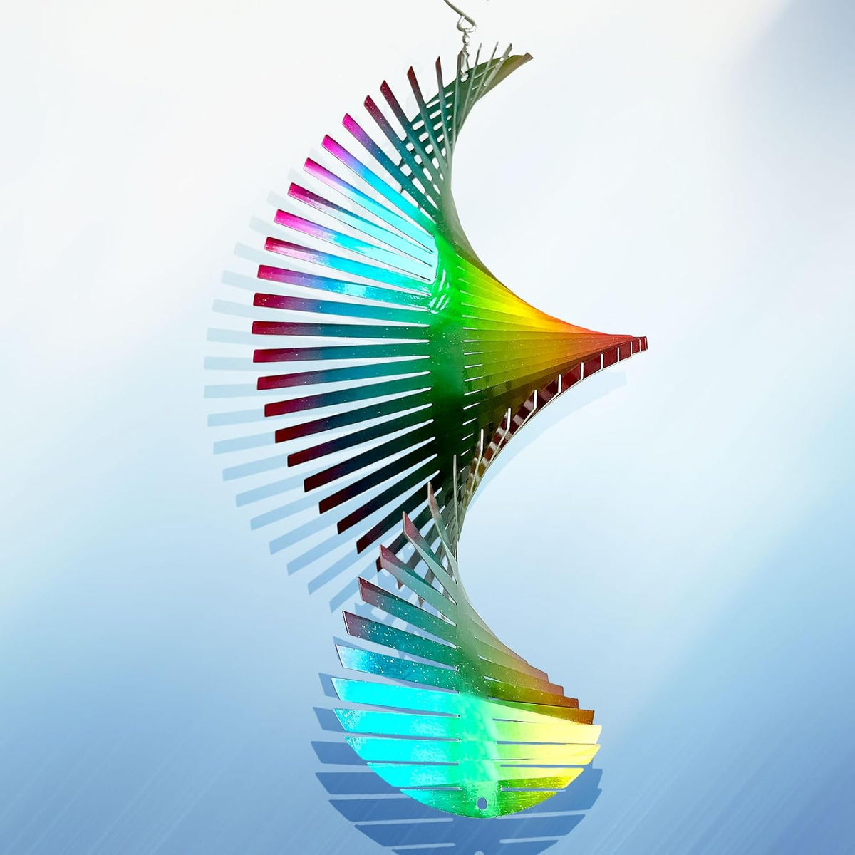Wind Spinner Rainbow Wave Wind Spinners for Yard and Garden,15in Hanging Kinetic Yard Art Wind