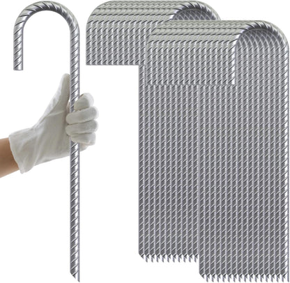 AAGUT Rebar Stakes 32 Pack 12'' Ground Stakes 3/8" Heavy Duty J Hook Anchors, Plant Support Garden