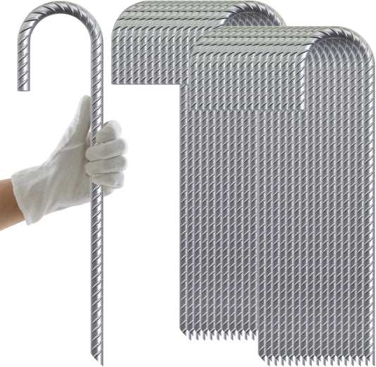 AAGUT Rebar Stakes 32 Pack 12'' Ground Stakes 3/8" Heavy Duty J Hook Anchors, Plant Support Garden