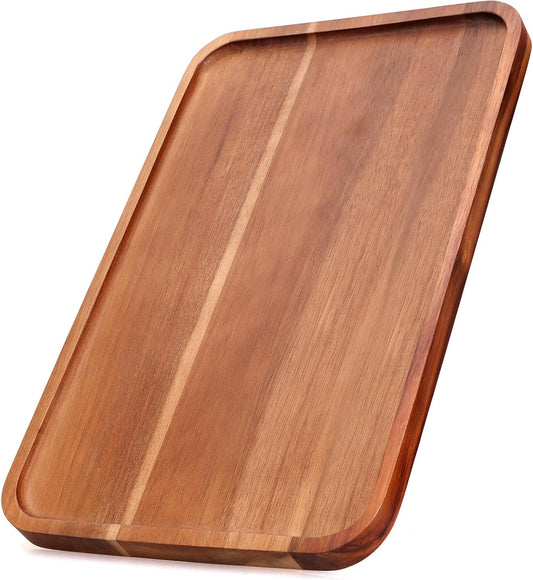 Large Wood Serving Trays Decor Long Charcuterie Cheese Boards Acacia Rectangle Wooden Platters for