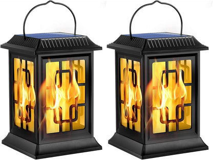 Flickering Solar Lantern Outdoor, Waterproof Hanging Flame Solar Powered Lantern for Pathway