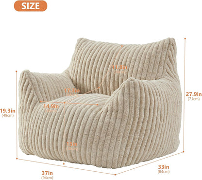 Giant Bean Bag Chairs for Adults with Filling Plush Fluffy Bean Bag Chairs for Teens with Armrests