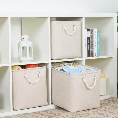 Bidtakay Large Storage Baskets for Shelves 3 Pack Fabric Storage Bins for Organizing Linen