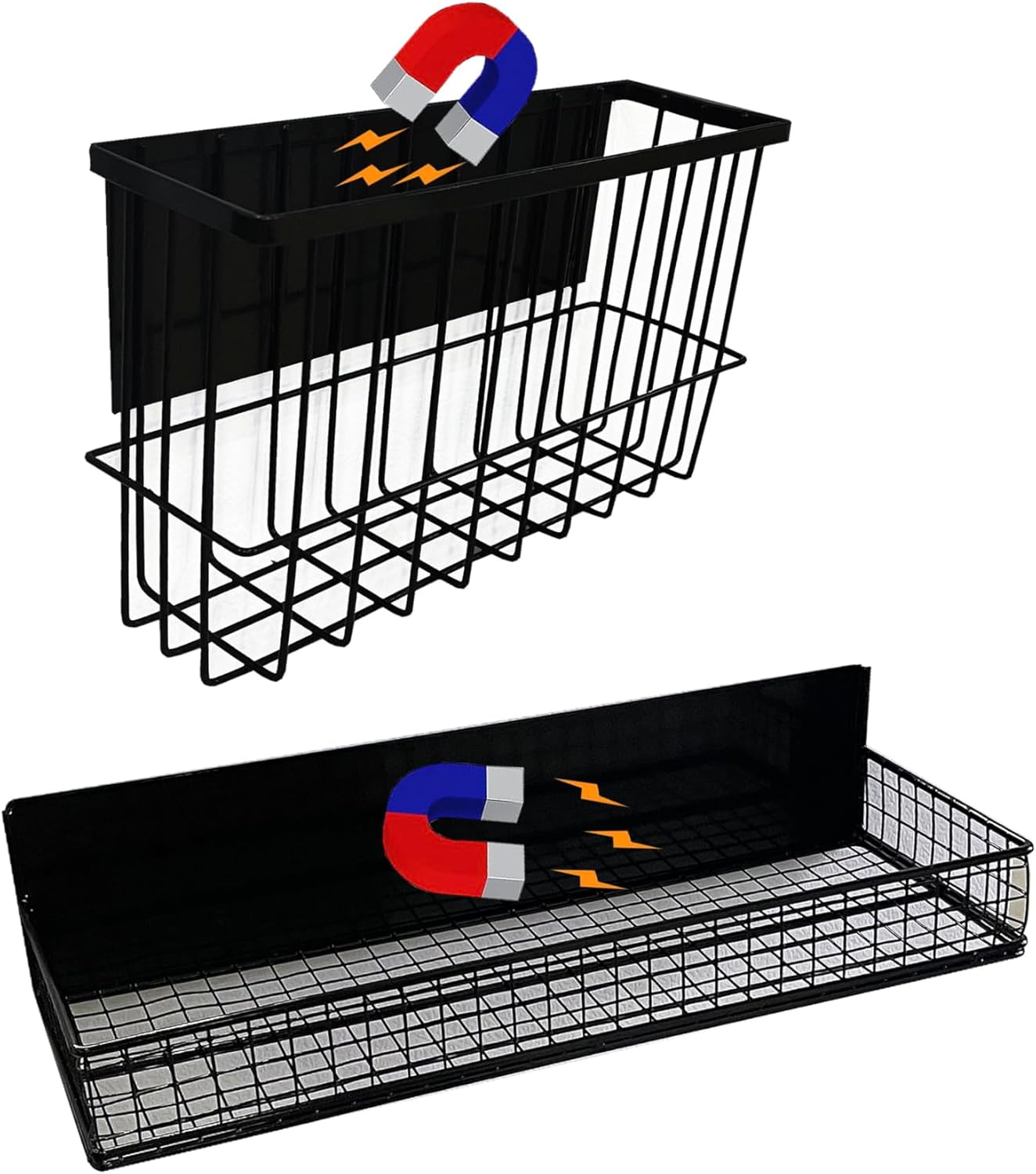 Bruda 2 Pack Magnetic Storage Rack for Spice, Magnetic Organization Shelf for Refrigerator, Fridge