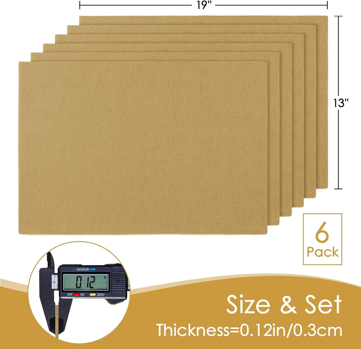 MANSPHIL Cloth Placemats Set of 6, Double Layer Faux Linen Place Mats Heat Resistant Washable Table