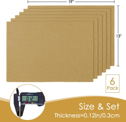 MANSPHIL Cloth Placemats Set of 6, Double Layer Faux Linen Place Mats Heat Resistant Washable Table