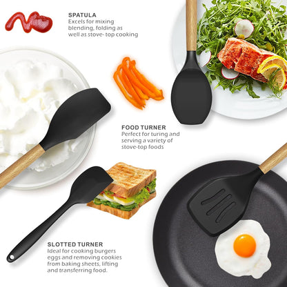 Silicone Cooking Utensils Set - 446°F Heat Resistant Silicone Kitchen Utensils for Cooking,Kitchen