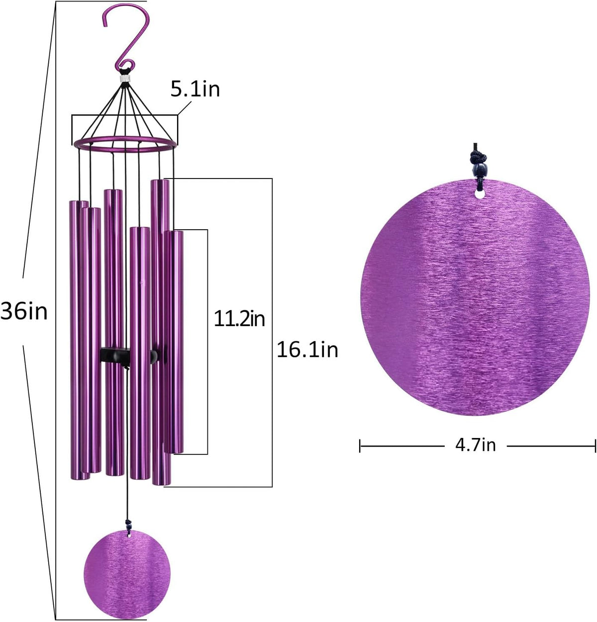 Memorial Wind Chimes Outdoor Large Deep Tone,36 Inch Wind Chimes Unique Tuned Relaxing Soothing