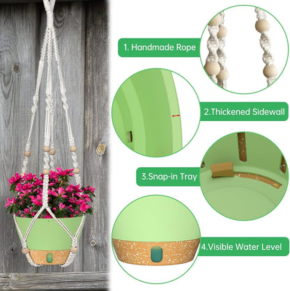 ZMTECH 2 Pack 10 Inch Hanging Planters with Macrame Plant Hanger for Indoor and Outdoor Plants