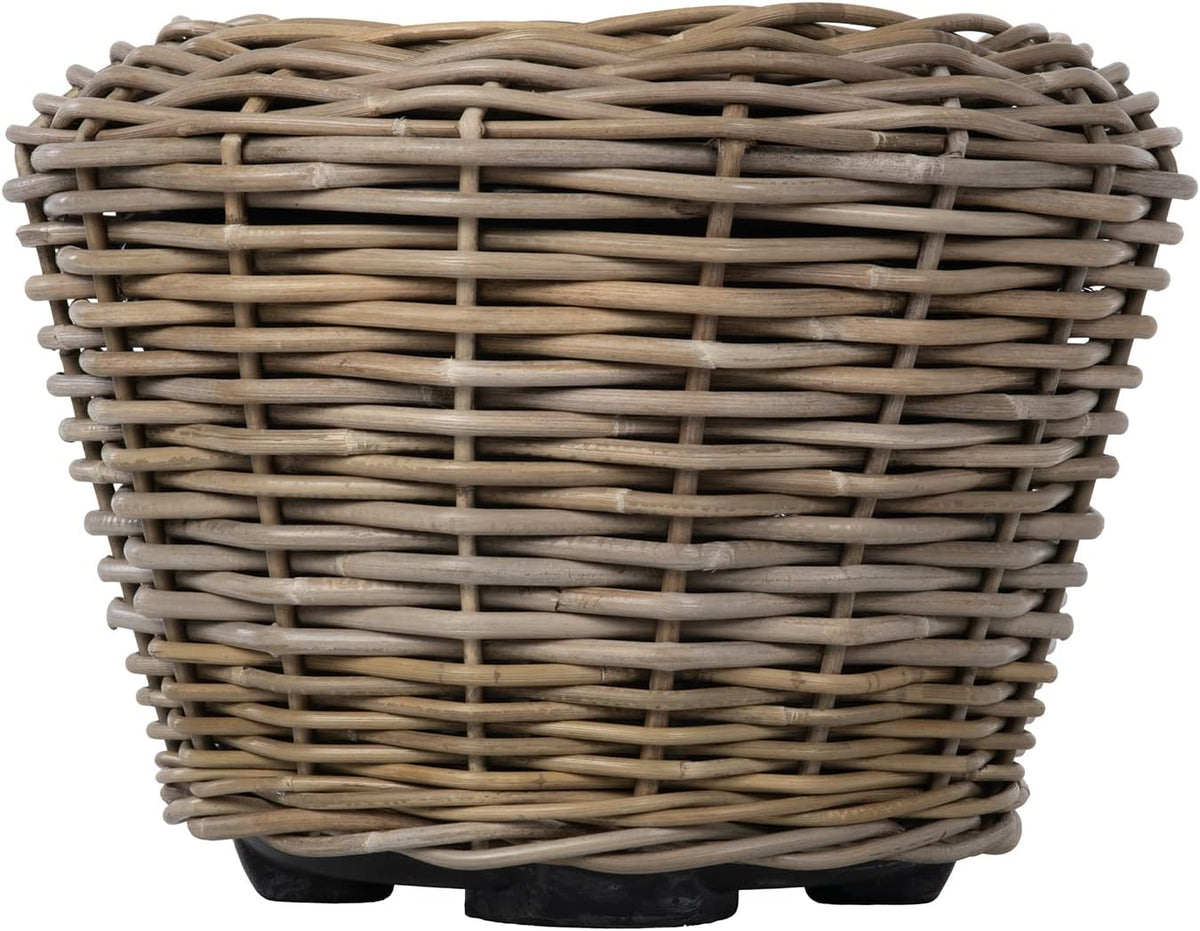 Rattan Kobo Indoor Outdoor Planter Basket with Plastic Pot Medium 35 Gallon Soil Capacity