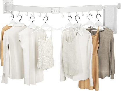 Foldable Clothes Drying Rack, 2 Fold Laundry Drying Rack Wall Mount, [No Drilling] Folding &