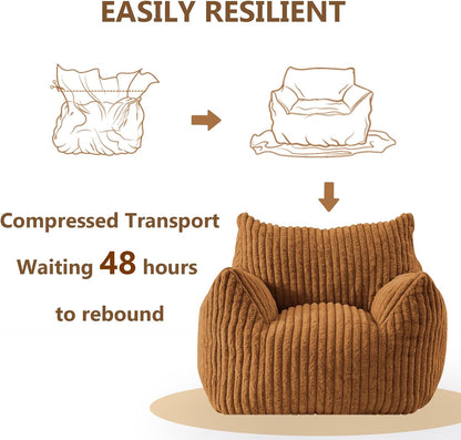 Giant Bean Bag Chairs for Adults Teens, Large Bean Bag Sofa Chairs with Filling Comfy Fuzzy BeanBag