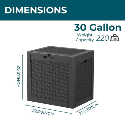 Vixzen 31 Gallon Resin Deck Box - Lockable Outdoor Storage for Patio Cushions, Garden Tools, Pool