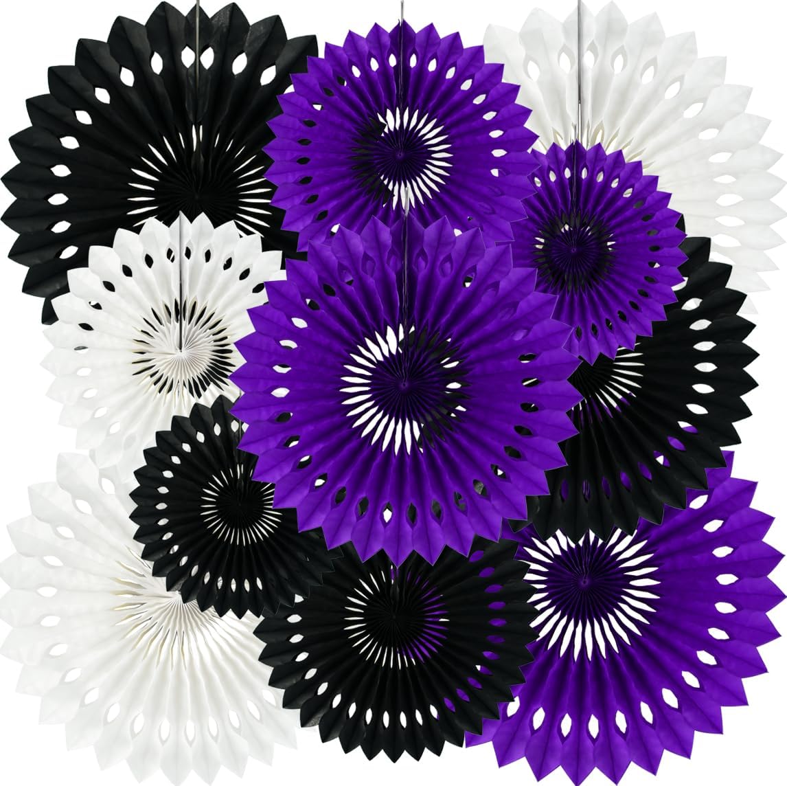 BEISHIDA Black Purple White Hanging Honeycomb Round Paper Fans Decoration Set for New Year Baby