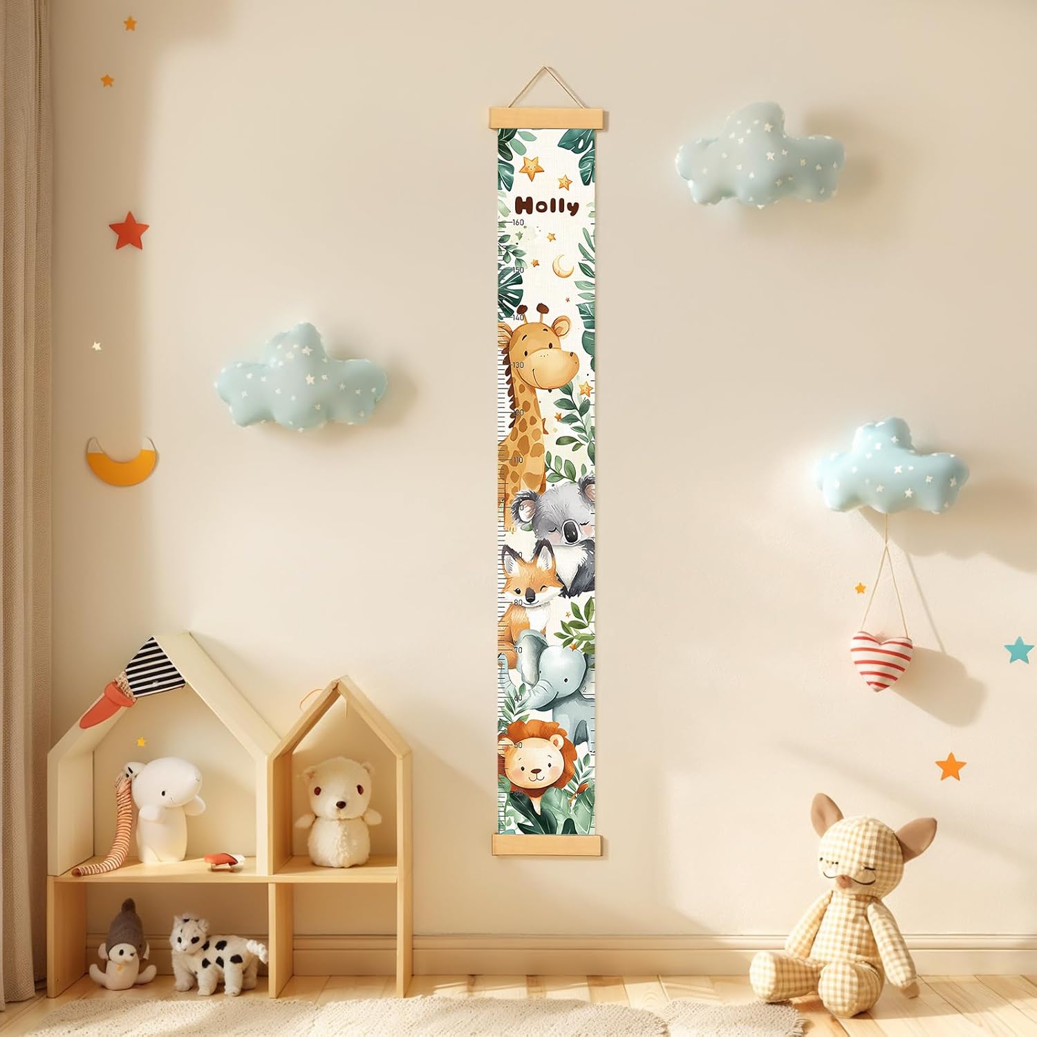 Personalized Name Growth Chart Wall Decor for Kids – Canvas Removable Height Chart Measuring Ruler