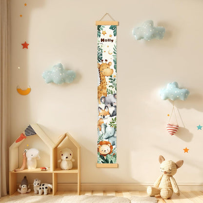 Personalized Name Growth Chart Wall Decor for Kids – Canvas Removable Height Chart Measuring Ruler