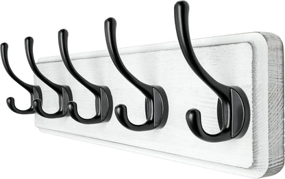 Dseap Coat Rack Wall: Patented, Heavy-duty, 17.4" Long 5-double-hooks Wooden Wall Mounted Coat Rack