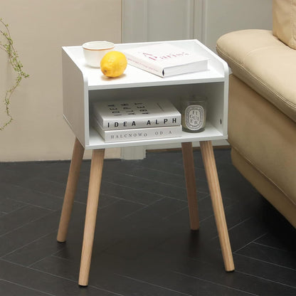 MaxSmeo White Nightstand, Small Bed Side Table for Small Spaces,Mid Century Modern Nightstand End