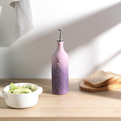 Sweejar Large Olive Oil Dispenser Bottle with Spout, 24 Oz Ceramic Dispenser for Kitchen, Relief