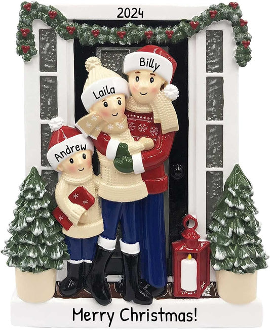3D Welcoming Family of 3 Christmas Ornament 2025 Personalized Family Christmas Ornaments 2025 |
