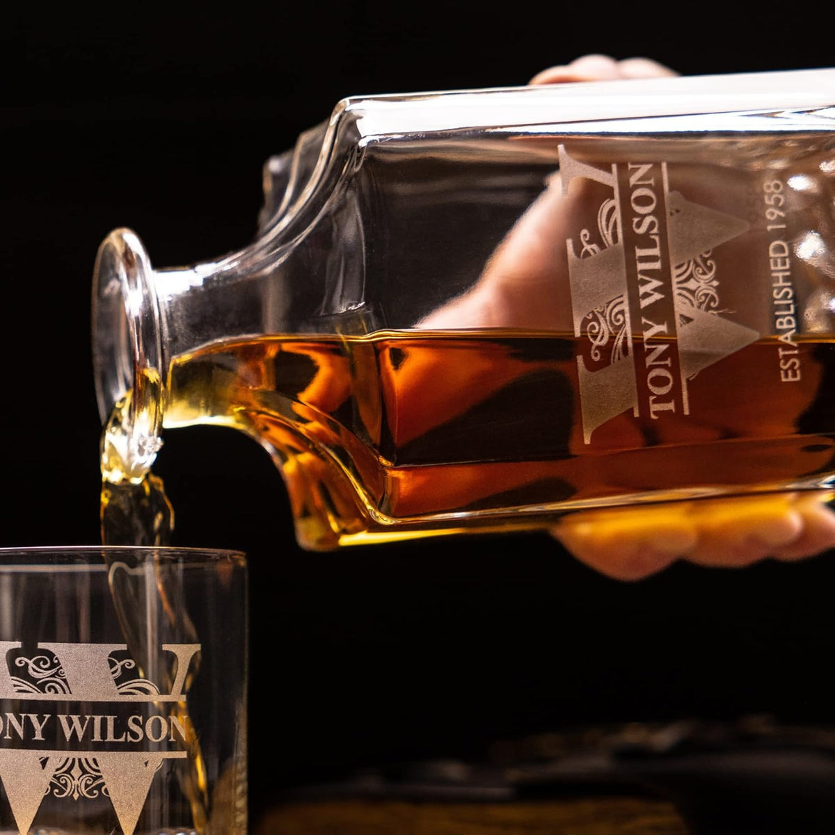 Gifts Inscribed Custom Whiskey Decanter Bottle (750 ml) - Personalized Glass Liquor Decanter Set