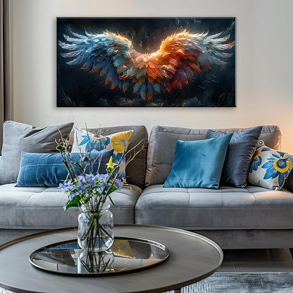 LASMOND Beautiful Colorful Angel Wings Religion Wall Art Decor Artwork for Girls Room Bedroom
