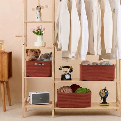 Large Storage Baskets for Shelves, Closet Organizers Bins for Clothes Blanket Towels, Baby Nursery