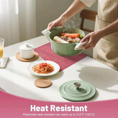 Placemats Set of 6，Non-Slip PVC Weave Table Mats Easy to Clean，Heat Resistant Place Mats for