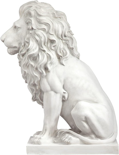 Design Toscano Lion of Florence Sentinel Indoor/Outdoor Animal Statue, 28 Inch Tall, Cast Stone