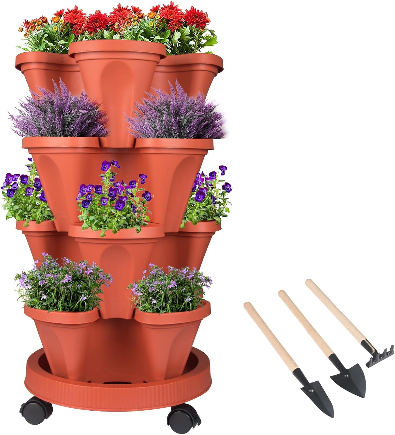 Vertical Planter 4 Tier Stackable Planters Garden Planters Strawberry Herb Flower and Vegetable