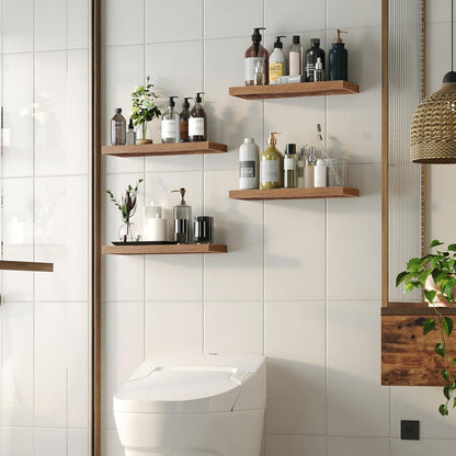 HOOBRO Floating Shelves for Wall, Wall Mounted Shelf Set of 2, 23.6" Hanging Shelf with Invisible