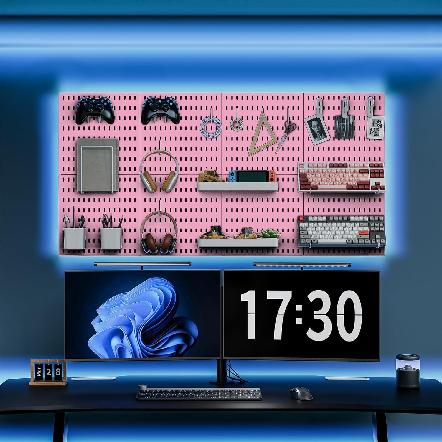 Pegboard Combination Kit, 25.2" x 50.4" Wall Mounted Storage Set with 8 Pegboards & 40 Accessories