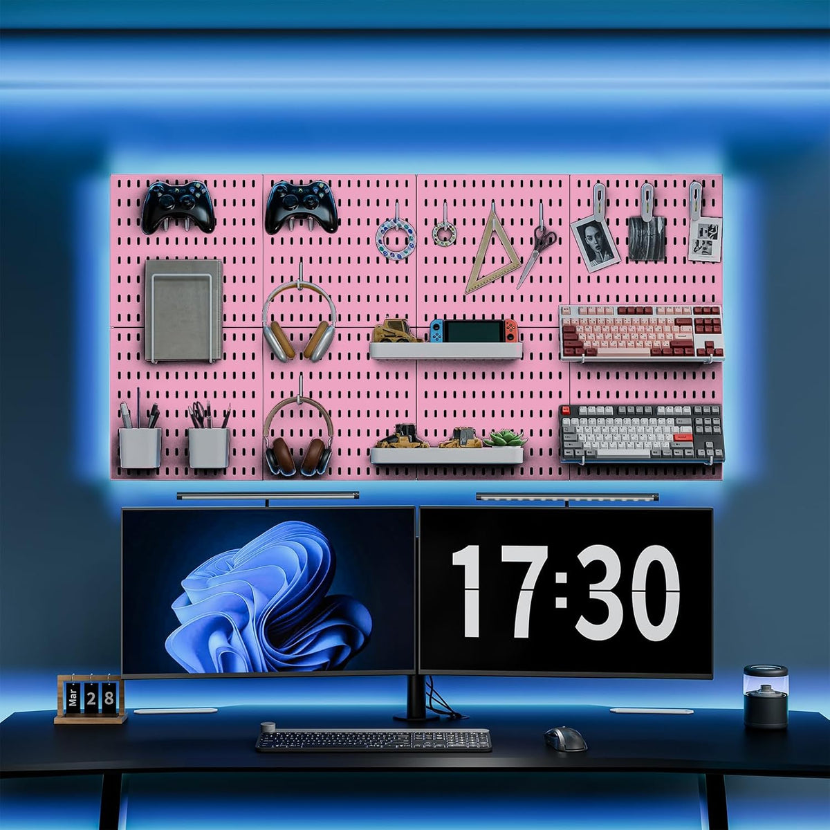 Pegboard Combination Kit, 25.2" x 25.2" Wall Mounted Storage Set with 4 Pegboards & 20 Accessories