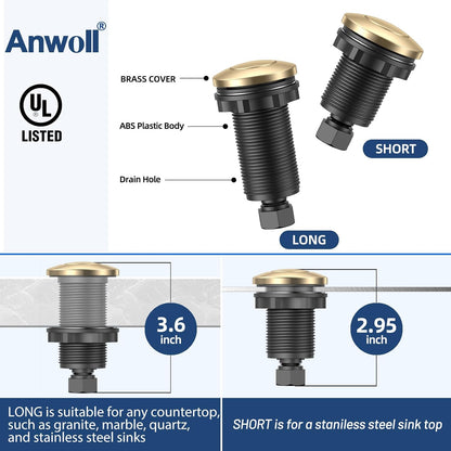Garbage Disposal Air Switch Kit -Professional- Dual Outlet, Sink Top Waste Disposer On/Off, Garbage