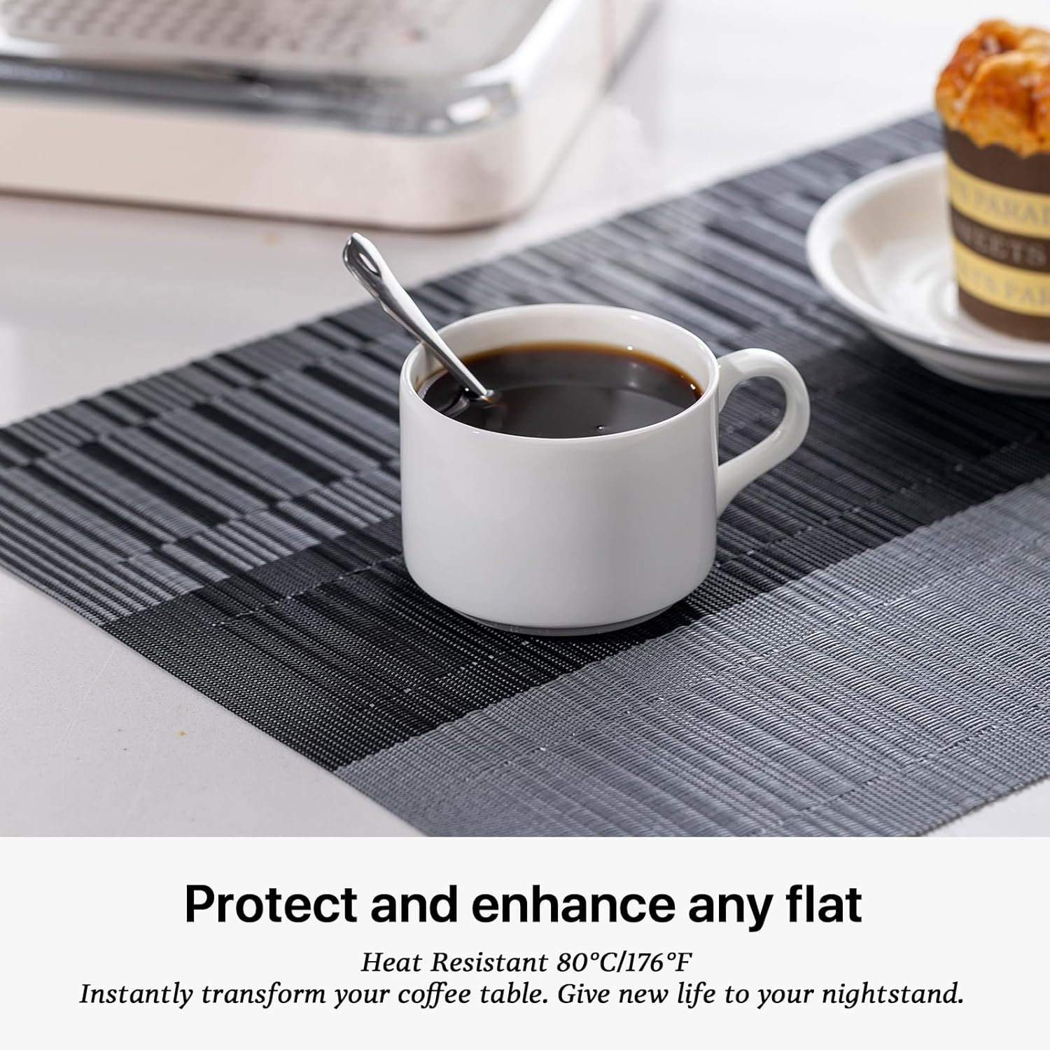 LEXMORE Placemats Set of 8 Vinyl/Plastic Woven Place Mats for Kitchen Table Indoor/Outdoor Washable
