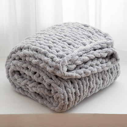 WESHIONGOO Chunky Knit Blanket Throw 50"×60" Knitted Throw Blankets for Couch Bed Fluffy Soft