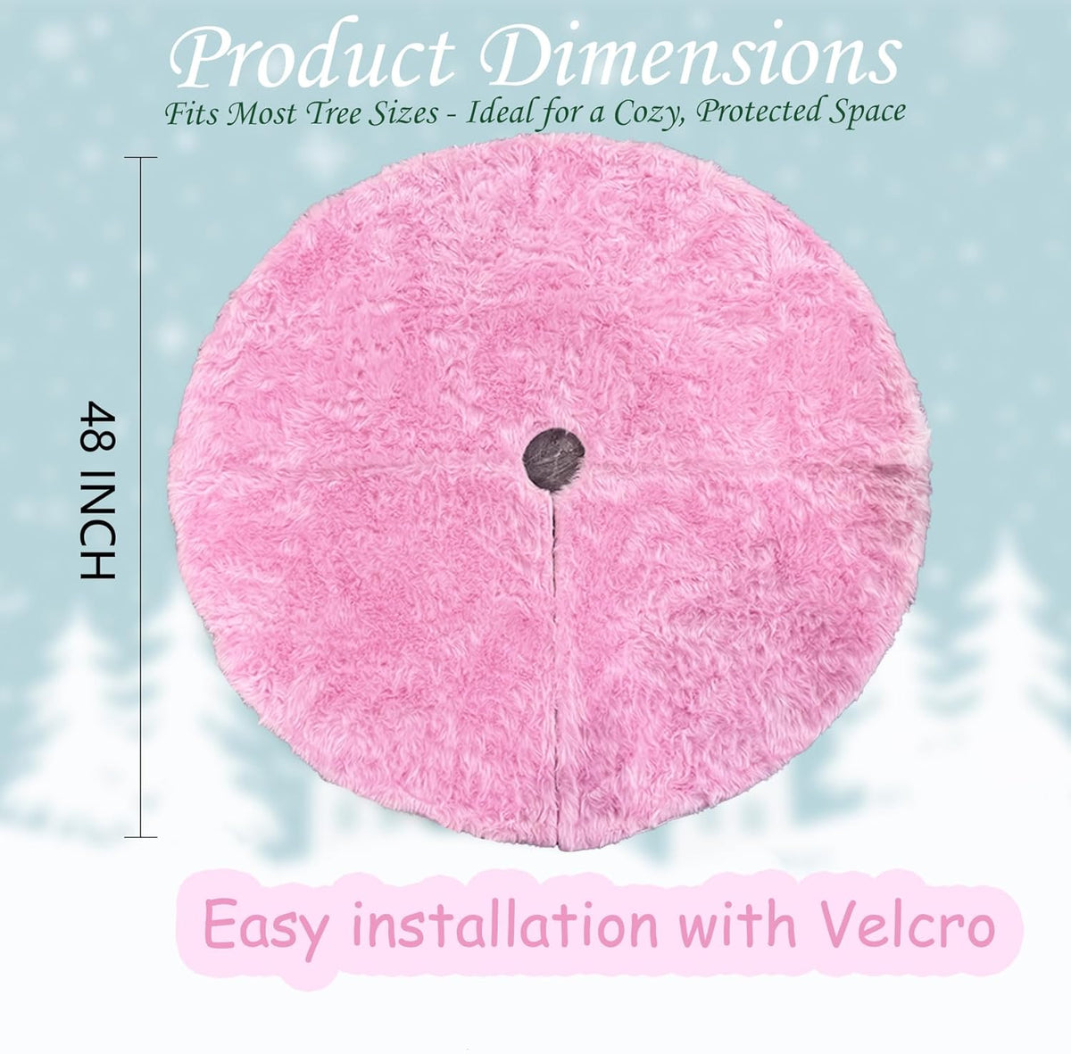 AOGU 48 Inch Faux Fur Christmas Tree Skirt Pink Plush Skirt for Merry Christmas Party Christmas