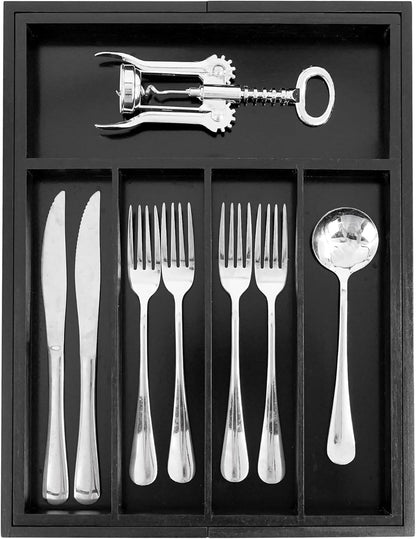 VaeFae Bamboo Drawer Organizer, Expandable Silverware Drawer Organizer, Cutlery Tray with Dividers